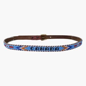 Vintage Tooled Leather Beaded Slim Belt | Western Boho | 29"-33" Waist